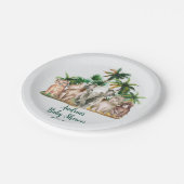 Safari Animals Palm Trees Baby Dusche Pappteller (Schrägansicht)