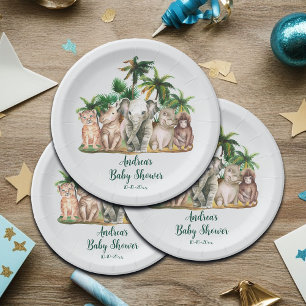 Safari Animals Palm Trees Baby Dusche Pappteller