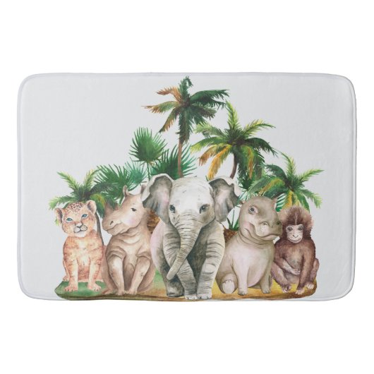 Safari Animals Palm Trees Badematte (Vorderseite)