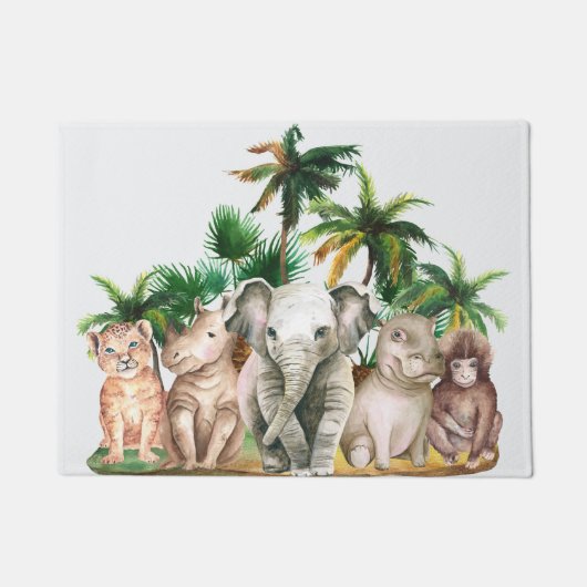 Safari Animals Palm Trees Fußmatte (Vorderseite)