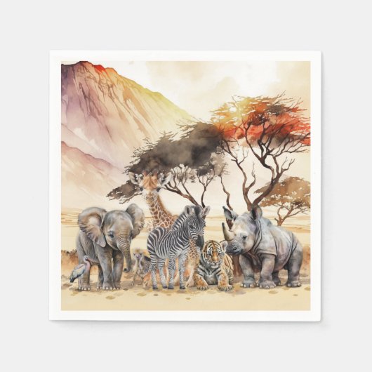 Safari Animals Party Napkins Serviette (Vorderseite)