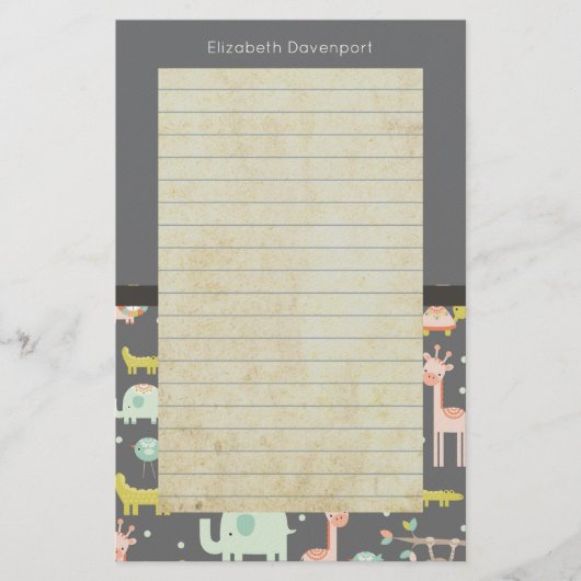 Safari Animals Pattern - Kinderzimmer Art Lined Briefpapier (Vorderseite)