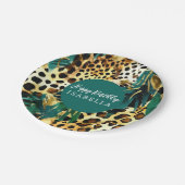 Safari Animals' Pelz Prints Muster Boho Bold Green Pappteller (Schrägansicht)