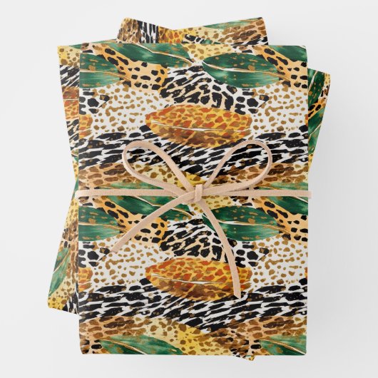 Safari Animals' Pelz Prints Muster Exotic Dschunge Geschenkpapier Set (Beispiel)