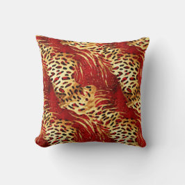 Safari Animals' Pelz Prints Muster Gold & Red Kissen