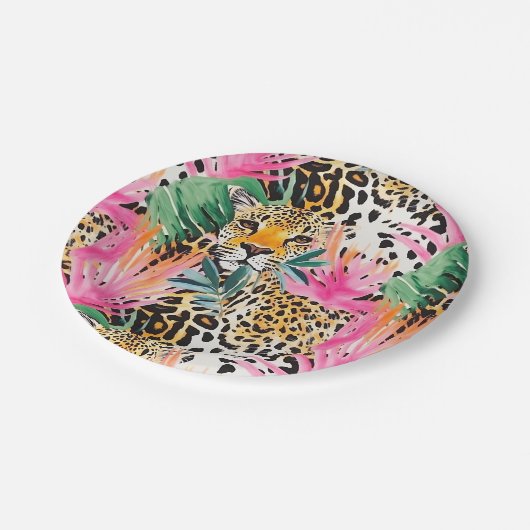 Safari Animals' Pelz Prints Muster Leopard Pappteller (Schrägansicht)