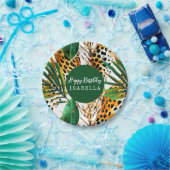 Safari Animals' Pelz Prints & Palm Blätter Boho Pappteller (Party)