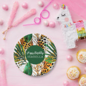 Safari Animals' Pelz Prints & Palm Blätter Boho Pappteller (Party)