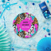 Safari Animals' Pelz Prints Patterns Bright Neon Pappteller (Party)