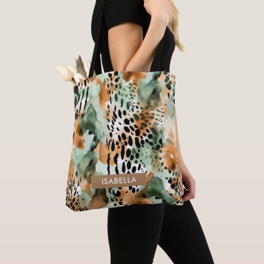 Safari Animals' Pelz Prints Patterns Green & Brown Tasche (Von Nahem)