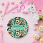 Safari Animals' Pelz Prints Patterns Green Pappteller (Party)