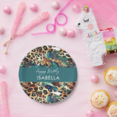 Safari Animals' Pelzdruckmuster Gold & Aquamarin Pappteller (Party)