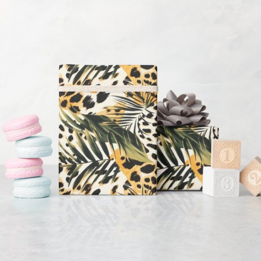 Safari Animals' Pelzdruckmuster Muster Exotic Boho Geschenkpapier (Babyparty)