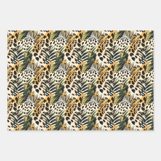 Safari Animals' Pelzdruckmuster Muster Exotic Boho Geschenkpapier Set (Vorderseite 3)