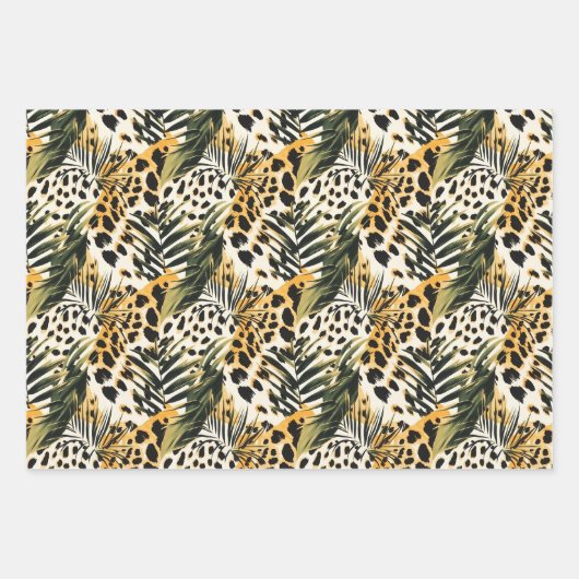 Safari Animals' Pelzdruckmuster Muster Exotic Boho Geschenkpapier Set (Vorderseite 2)