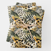 Safari Animals' Pelzdruckmuster Muster Exotic Boho Geschenkpapier Set (Beispiel)