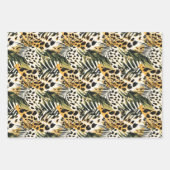 Safari Animals' Pelzdruckmuster Muster Exotic Boho Geschenkpapier Set (Vorderseite)