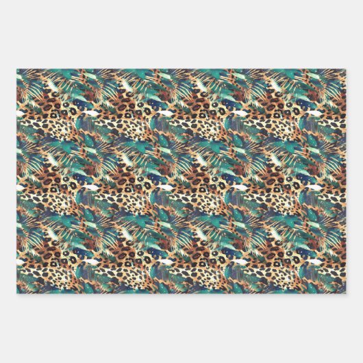 Safari Animals' Pelzdruckmuster Muster Exotic Mode Geschenkpapier Set (Vorderseite 3)