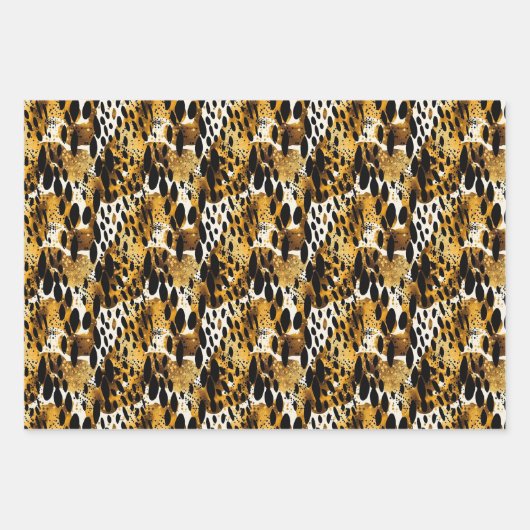 Safari Animals' Pelzdruckmuster Muster Exotic Mode Geschenkpapier Set (Vorderseite 3)