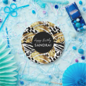 Safari Animals' Pelzdruckmuster Muster Schwarz und Pappteller (Party)