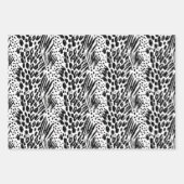 Safari Animals' Pelzdruckmuster Muster Schwarz & W Geschenkpapier Set (Vorderseite 2)
