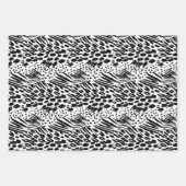 Safari Animals' Pelzdruckmuster Muster Schwarz & W Geschenkpapier Set (Vorderseite)