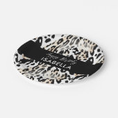 Safari Animals' Pelzdruckmuster Muster Schwarz & W Pappteller (Schrägansicht)