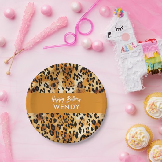 Safari Animals' Pelzmuster Leopard oder Cheetah Pappteller (Party)