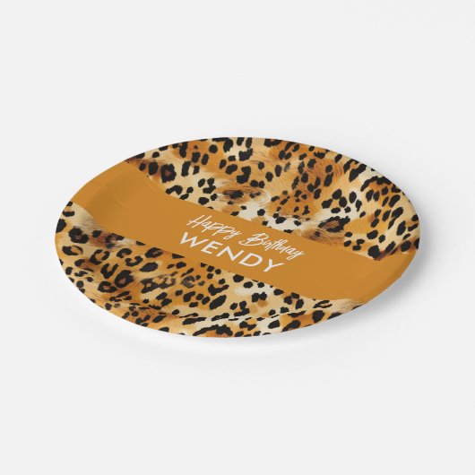 Safari Animals' Pelzmuster Leopard oder Cheetah Pappteller (Schrägansicht)