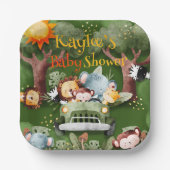 Safari Animals Personalisiert Baby Dusche Pappteller (Vorderseite)