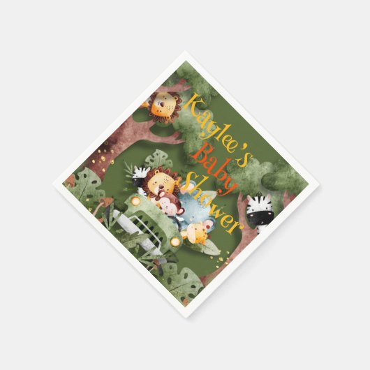 Safari Animals Personalisiert Baby Dusche Serviette (Ecke)