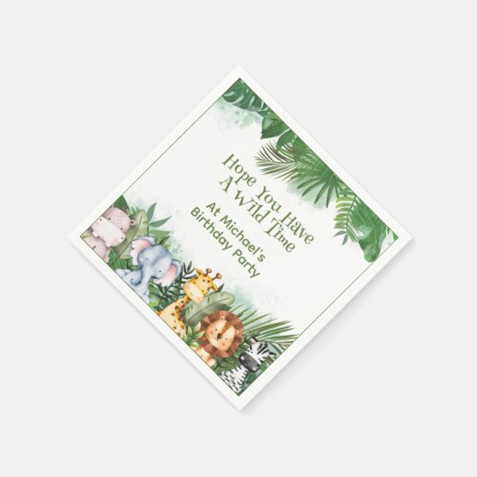 Safari Animals Personalisiert Serviette (Ecke)