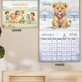 Safari Animals Personalized Kids Calendar 2026 Kalender