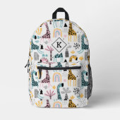 Safari Animals & Pflanze, Boho-Regenbogenmuster Bedruckter Rucksack (Vorderseite)