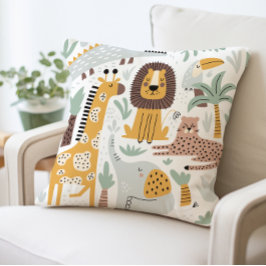 Safari Animals Pillow, Niedliche Jungle Animals Cu Kissen