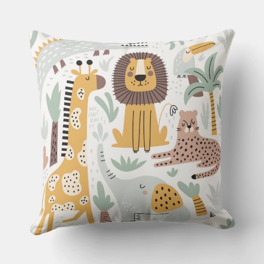 Safari Animals Pillow, Niedliche Jungle Animals Cu Kissen (Rückseite)