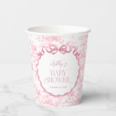 Safari Animals Pink Toile de Jouy Baby Dusche Pappbecher (Rückseite)