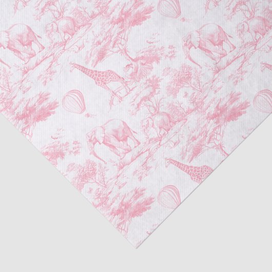 Safari Animals Pink Toile de Jouy Seidenpapier (Ausschnitt)