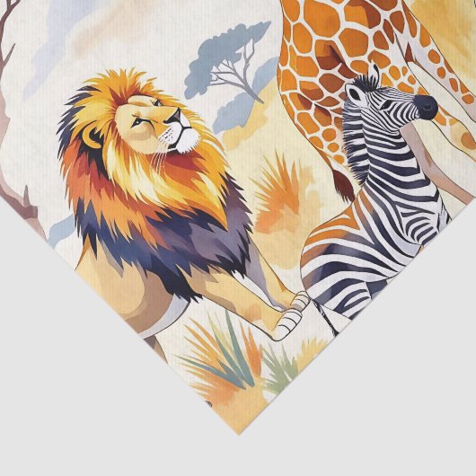 Safari Animals Seamless Pattern Savanna Scene Seidenpapier (Ausschnitt)