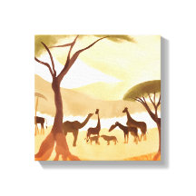 Safari Animals | Silhouette Natur Wasserfarbe