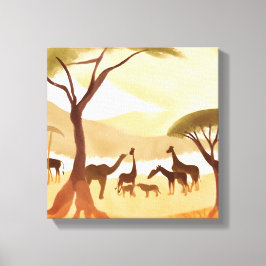 Safari Animals | Silhouette Natur Wasserfarbe Leinwanddruck