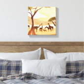 Safari Animals | Silhouette Natur Wasserfarbe Leinwanddruck (Insitu (Schlafzimmer))