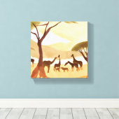Safari Animals | Silhouette Natur Wasserfarbe Leinwanddruck (Insitu (Holzboden))