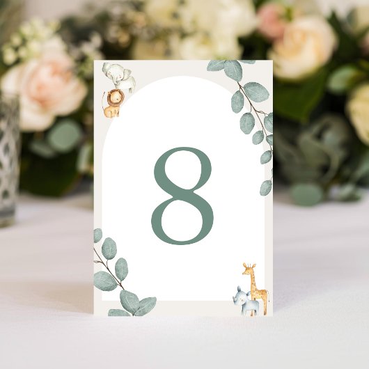 Safari Animals Table Numbers Card Tischnummer