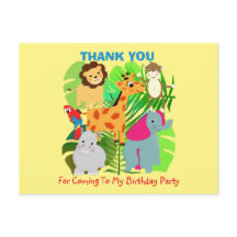 Safari Animals Themed Kids Danke Postcard