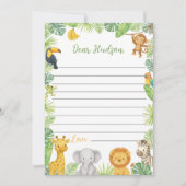 Safari Animals Time Capsule Note Message Card Dankeskarte (Vorderseite)