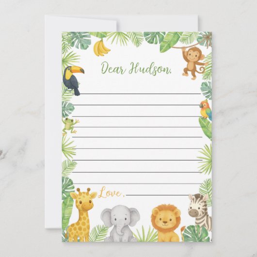 Safari Animals Time Capsule Note Message Card Dankeskarte (Vorderseite)
