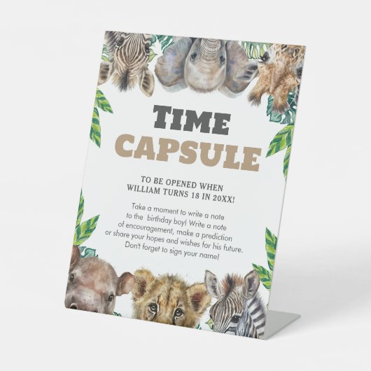 Safari Animals Time Capsule Sockelschild (Vorderseite)