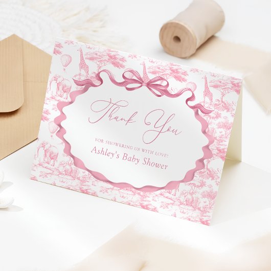 Safari Animals Toile de Jouy Baby Dusche Vielen Da Dankeskarte