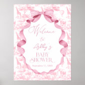 Safari Animals Toile de Jouy Baby Dusche Willkomme Poster (Vorne)